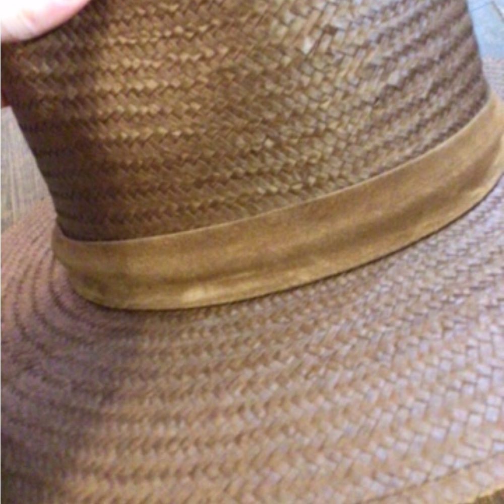 NEW! RARE Wyeth cocoa straw rancher suede band - Picture 2 of 4